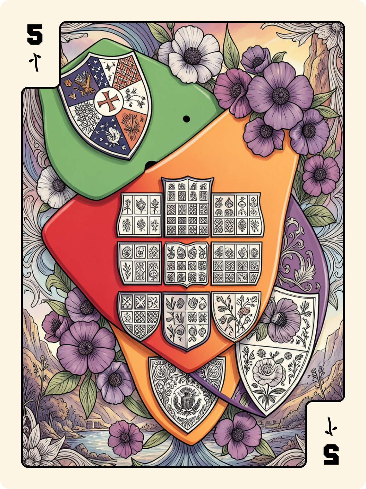 8 de Rose + 5 de Bâton + 9 de Bouclier