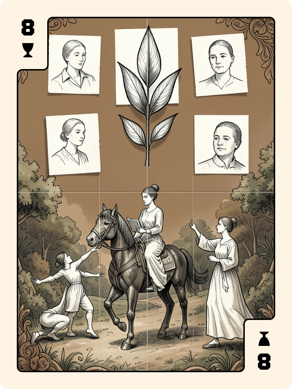 As de Gland + 8 de Coupe + Cavalier de Coupe