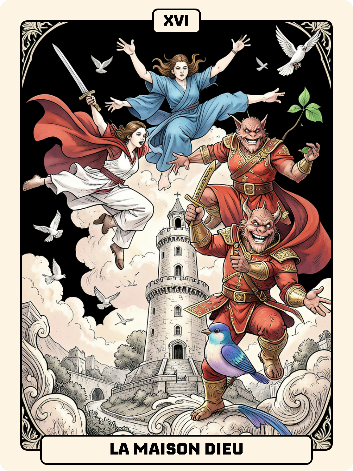 Roi de Bâton + Arcane majeur 16 + Joker