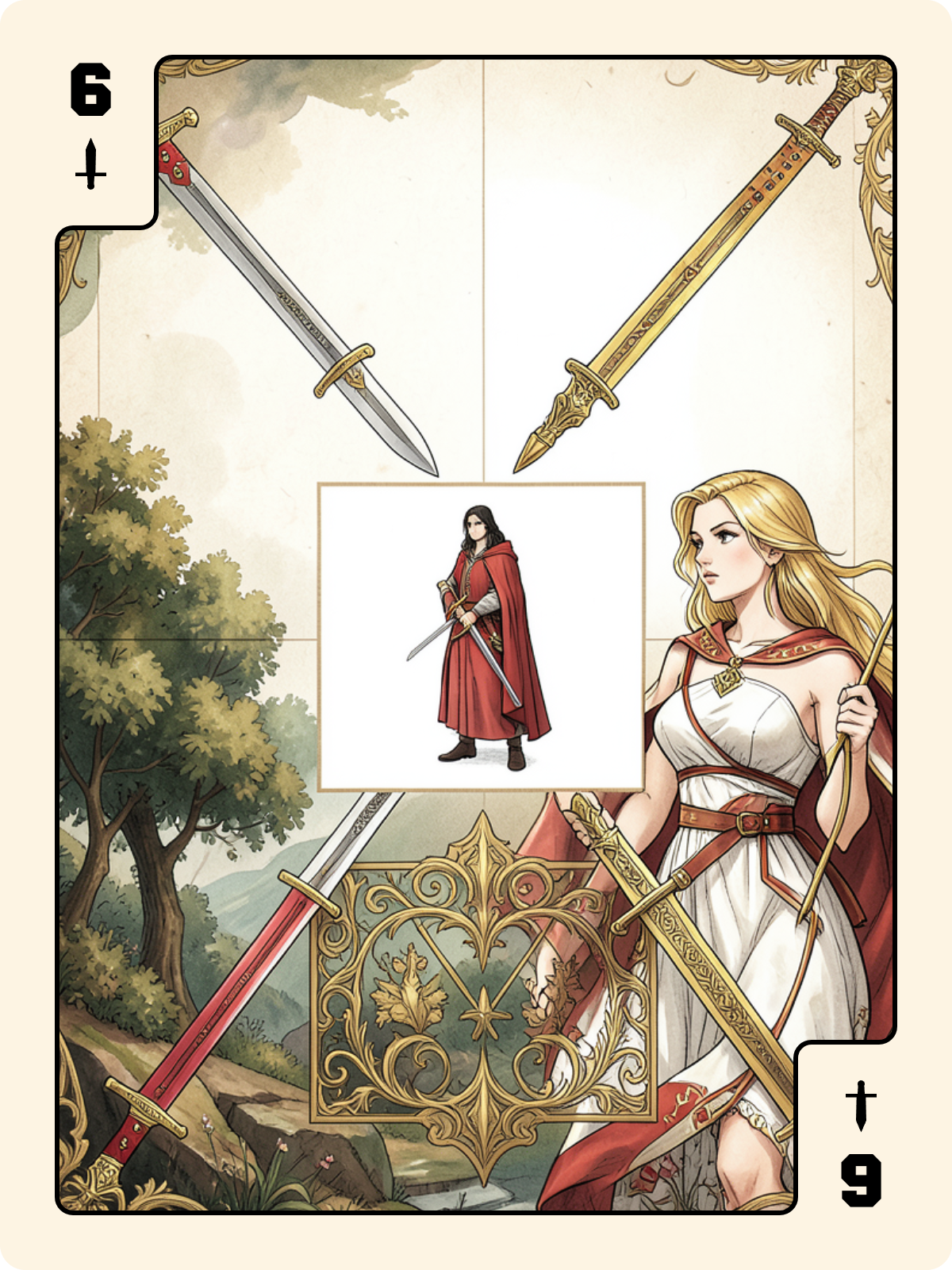Arcane majeur 3 + 6 d'Épée + 2 de Bâton
