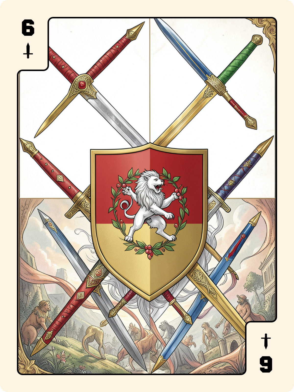 As de Cœur + 6 d'Épée + 2 de Bâton