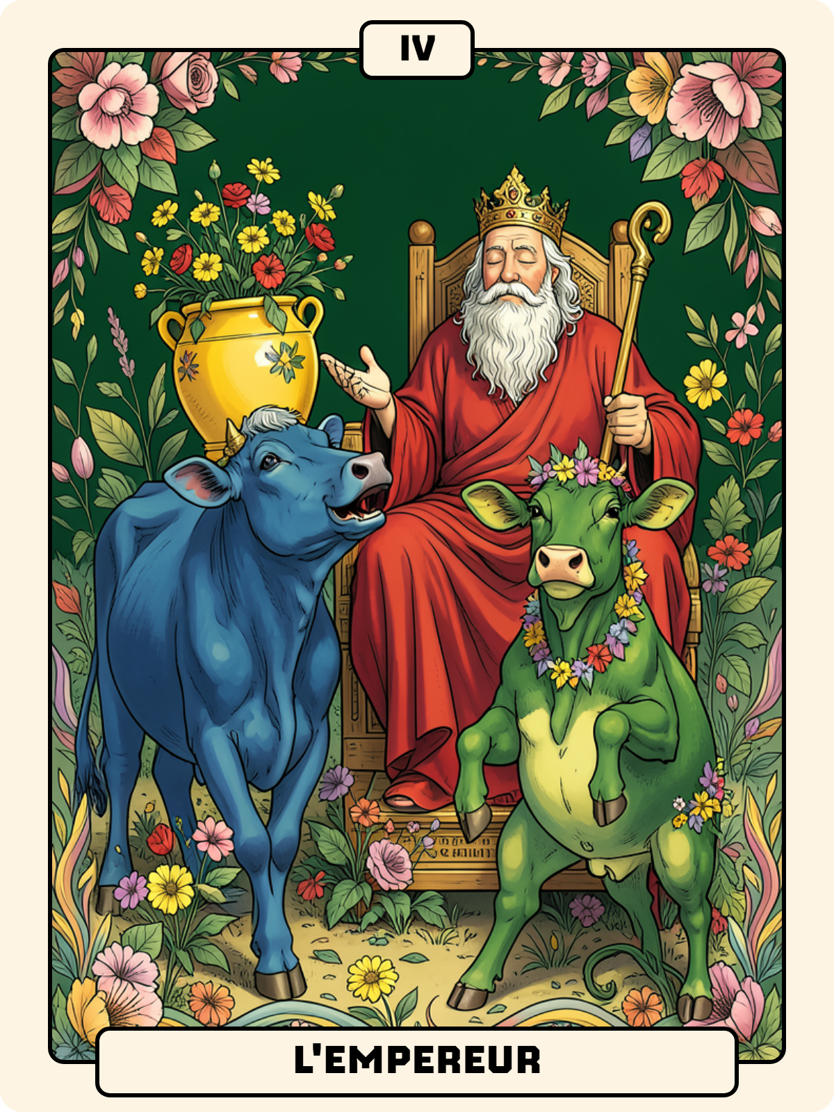 Daus de Cœur + Arcane majeur 4 + As de Grelot