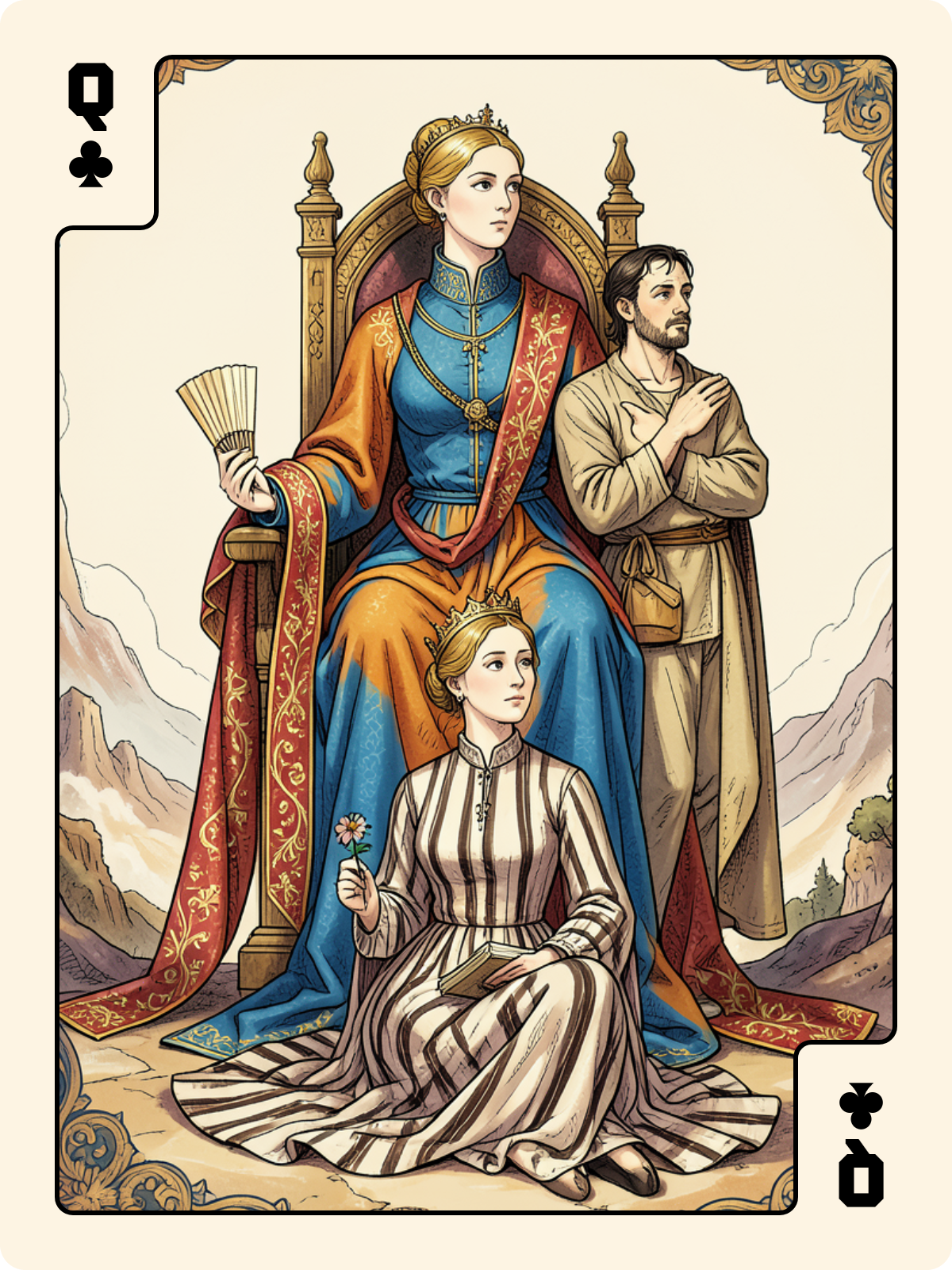 Valet de Trèfle + Dame de Trèfle + Roi de Bâton