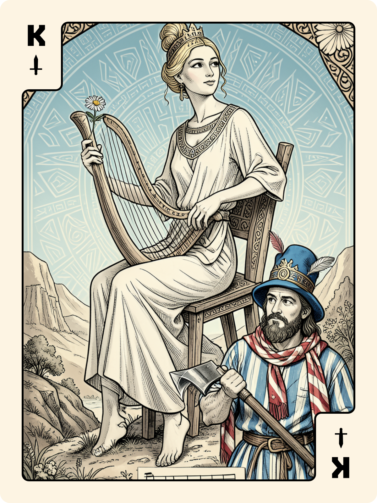 Dame de Carreau + Roi d'Épée + Roi de Carreau