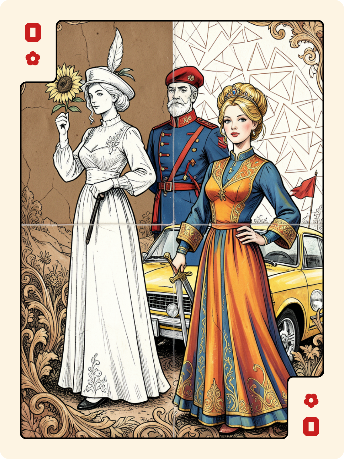 Génie de Carreau + Ober de Rose + Dame de Carreau