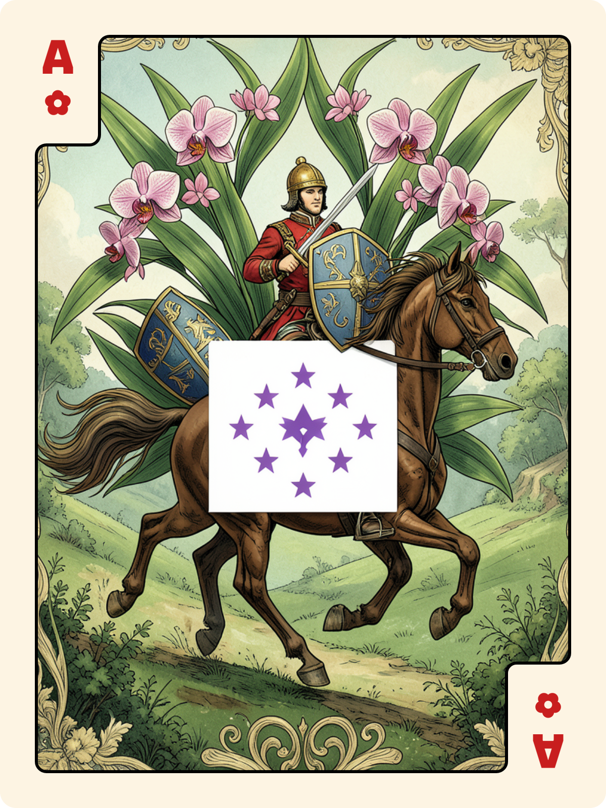 Cavalier d'Épée + As de Rose + 7 de Carreau