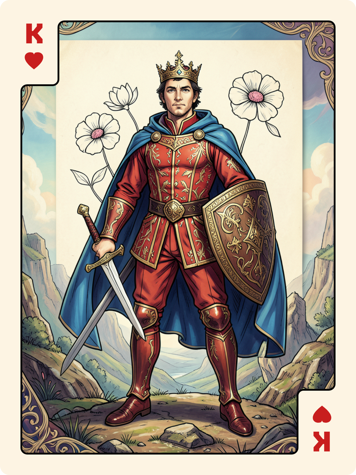 4 de Rose + Roi de Cœur + Roi de Trèfle