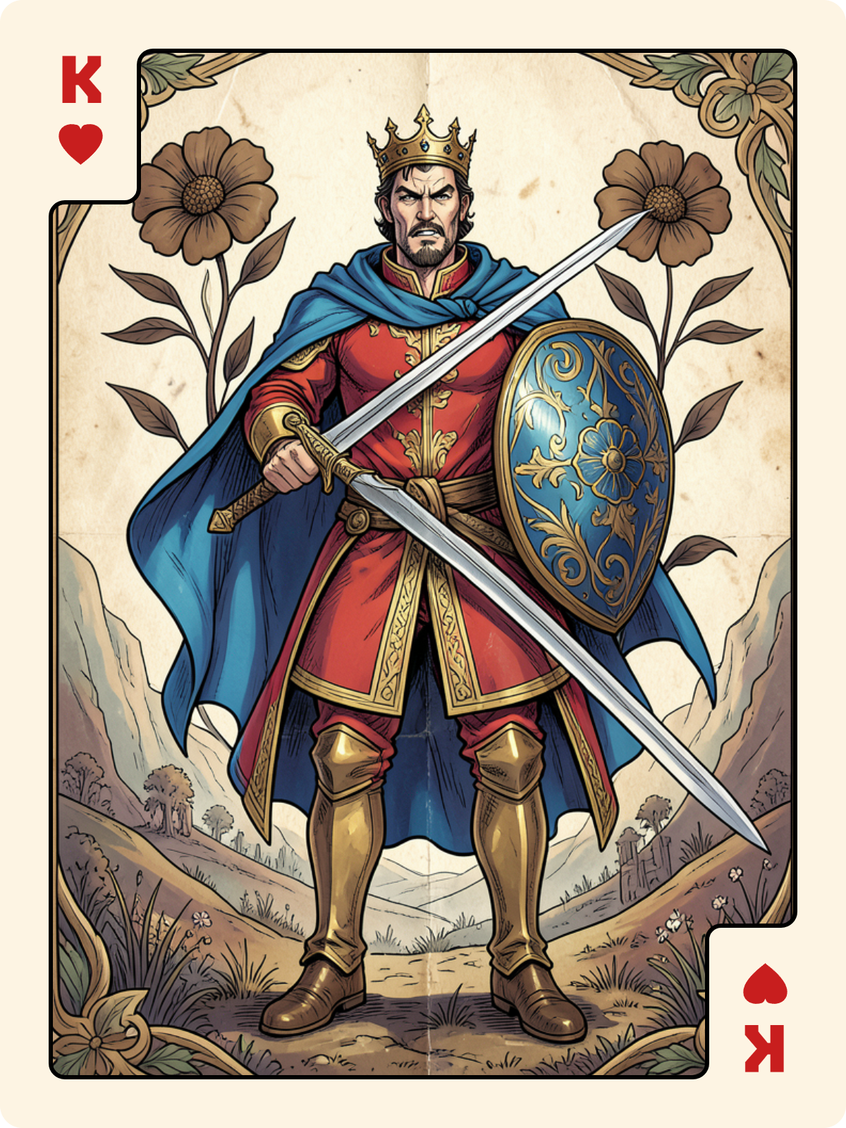 4 de Rose + Roi de Cœur + Roi de Trèfle