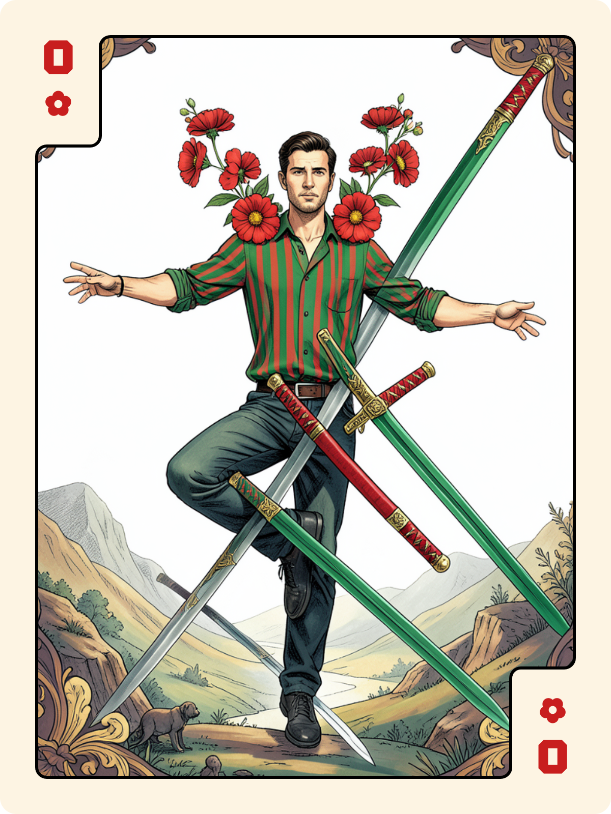 8 de Pique + Ober de Rose + 4 d'Épée