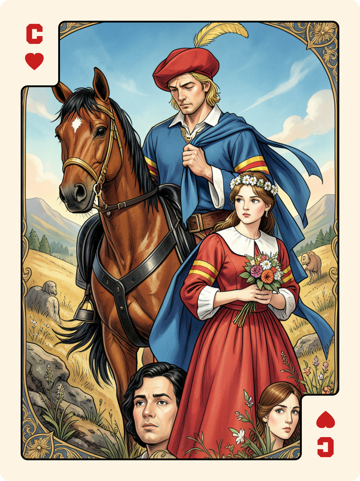 Valet de Bâton + Cavalier de Cœur + Dame de Pique