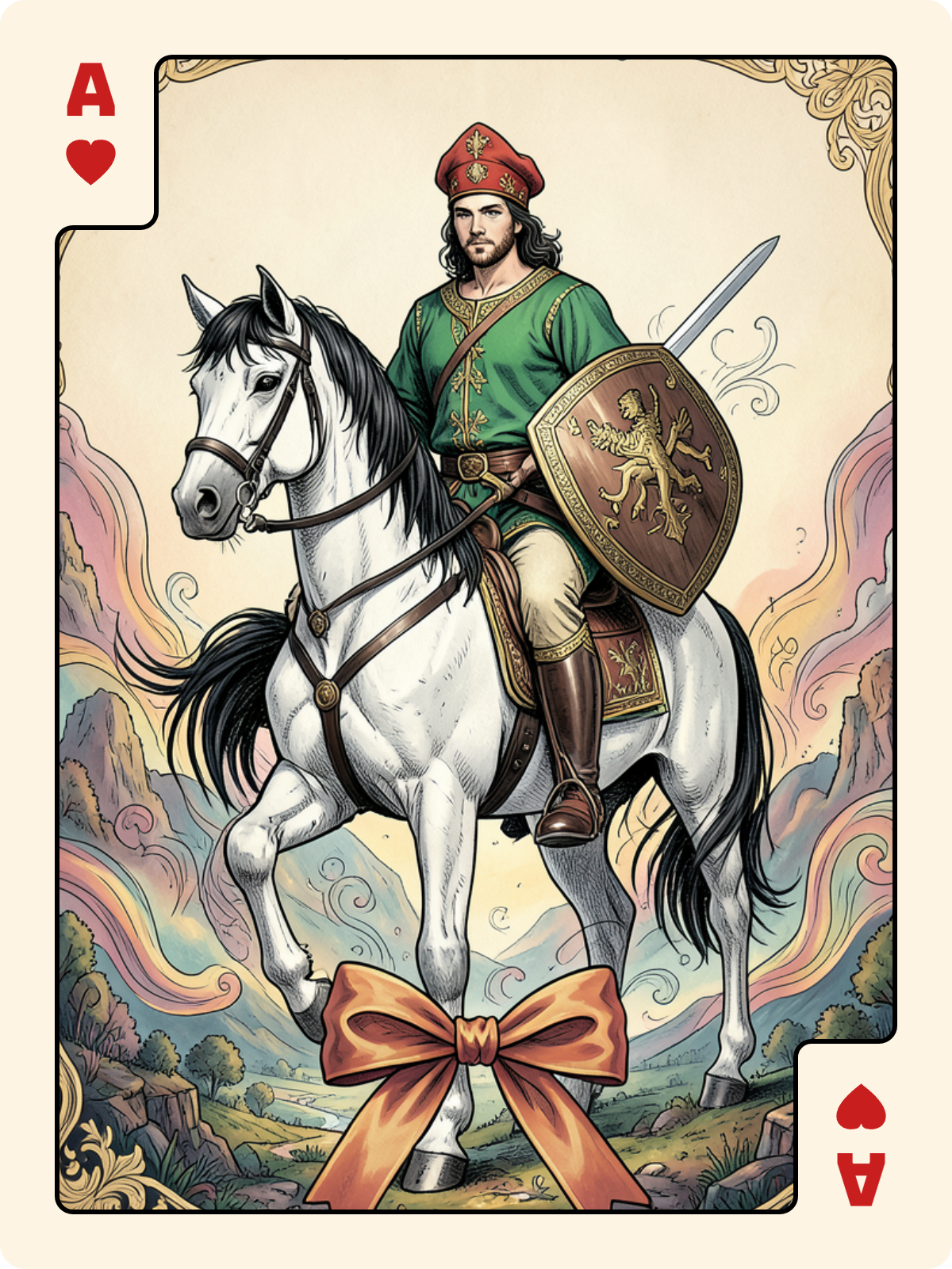 Cavalier de Carreau + Daus de Cœur + As de Cœur