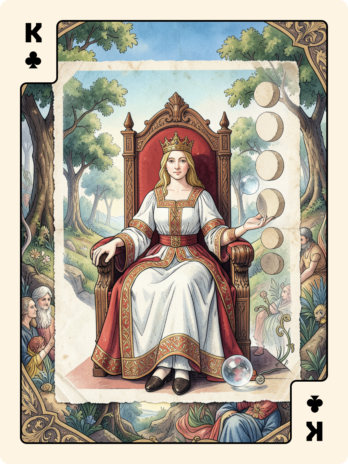 Arcane majeur 3 + Roi de Trèfle + 6 de Grelot