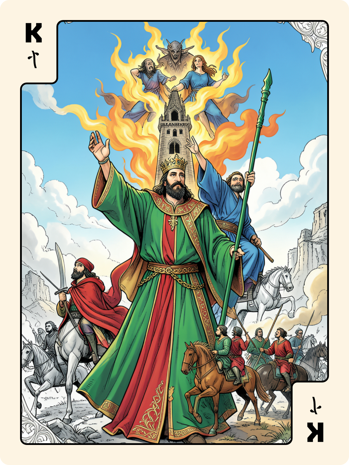 Arcane majeur 16 + Roi de Bâton + Atout 10