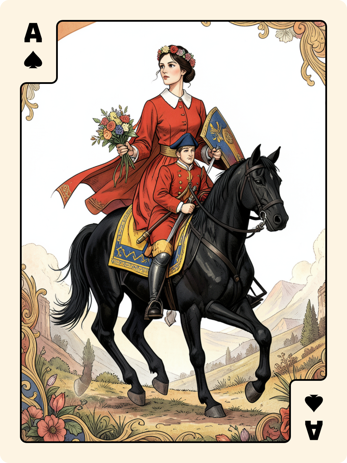 Dame de Pique + As de Pique + Cavalier d'Épée