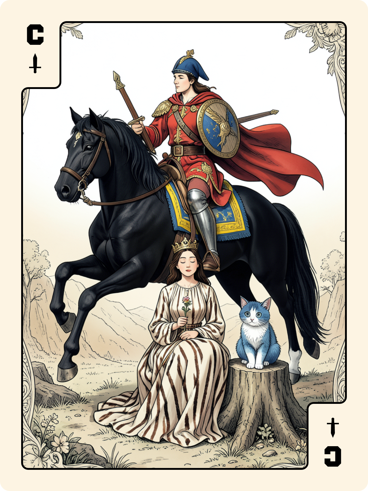 Roi de Bâton + Cavalier d'Épée + Joker