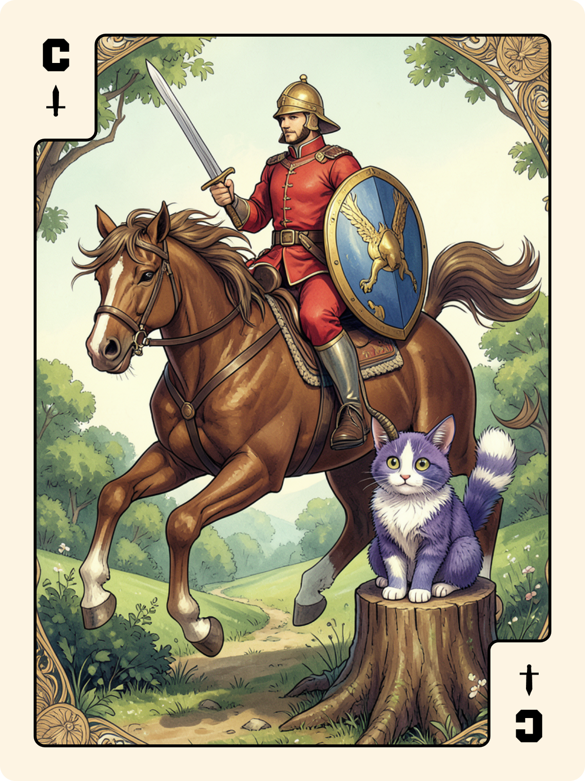 Dame de Carreau + Cavalier d'Épée + Joker