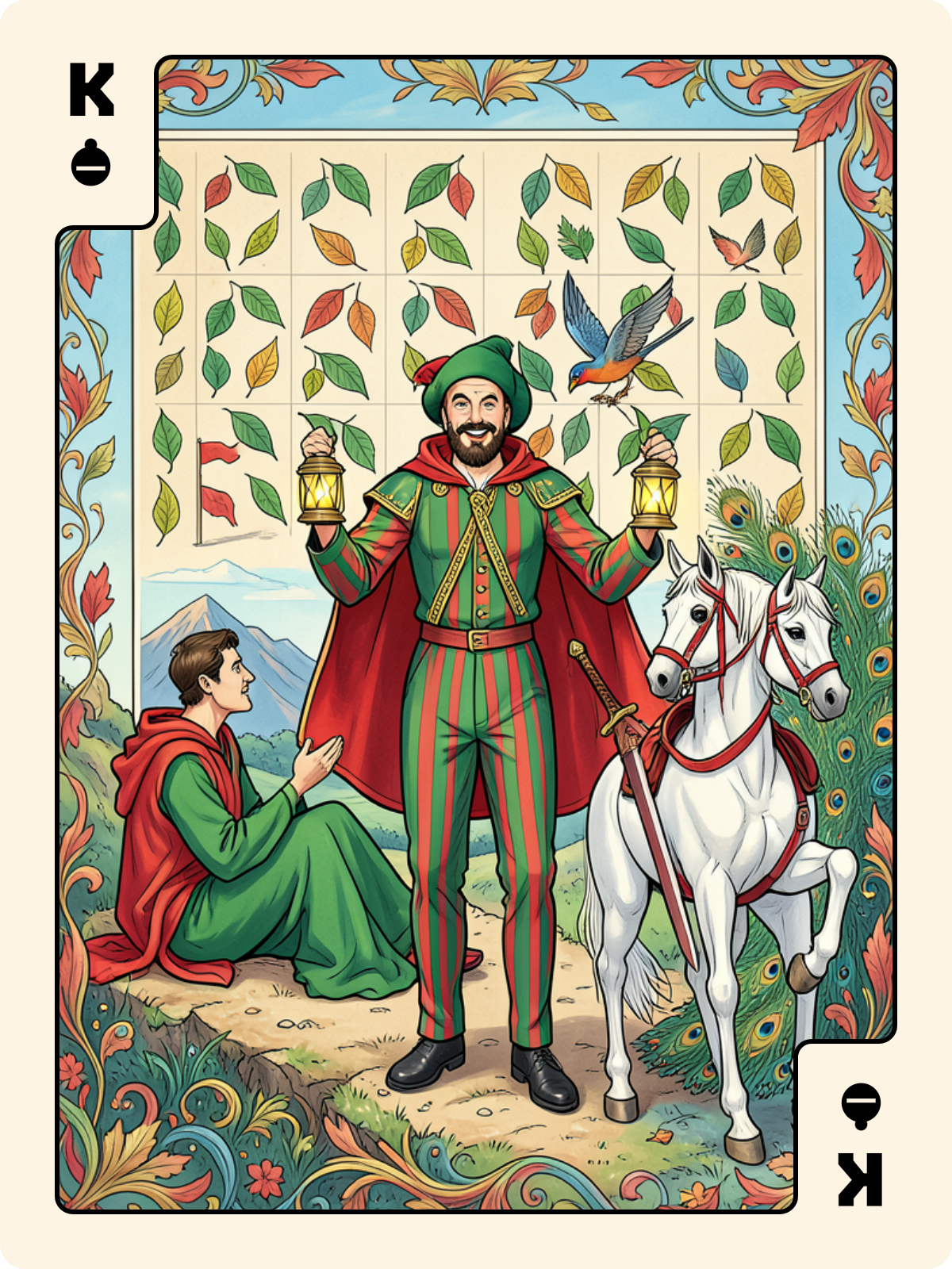 8 de Feuille + Roi de Grelot + Cavalier de Cœur