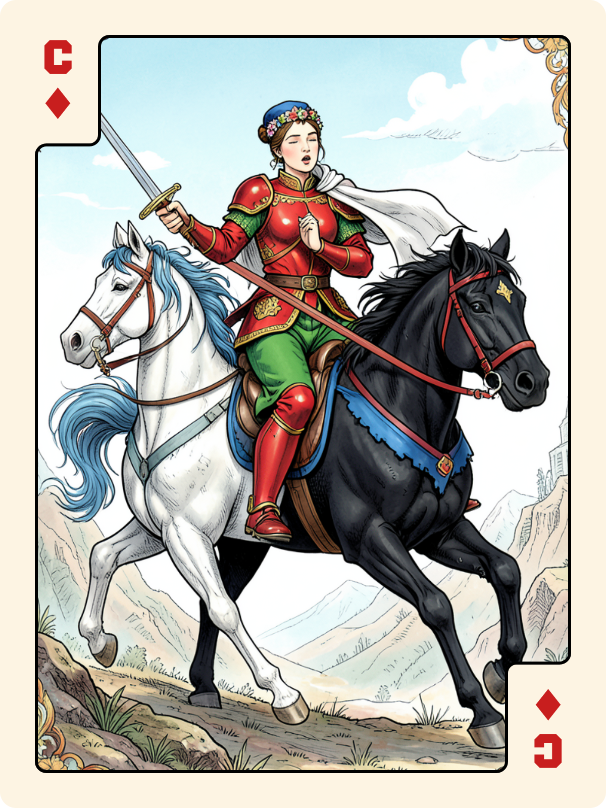 Dame de Pique + Cavalier de Carreau + Cavalier d'Épée