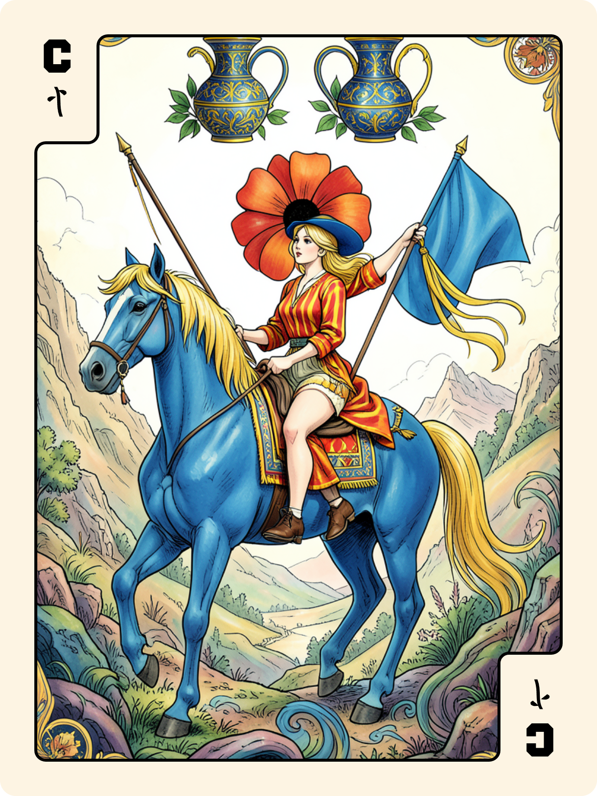 2 de Gland + Cavalier de Bâton + Dame de Pique