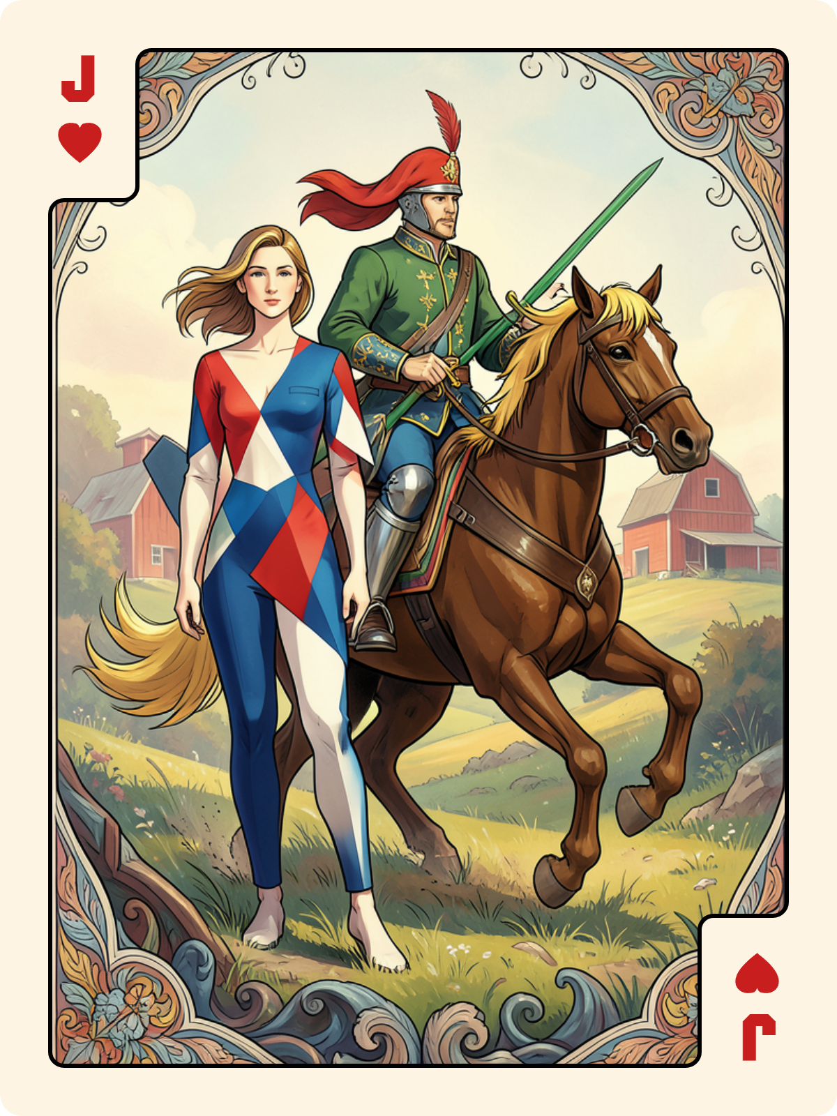 Cavalier de Pique + Valet de Cœur + Cavalier de Bâton