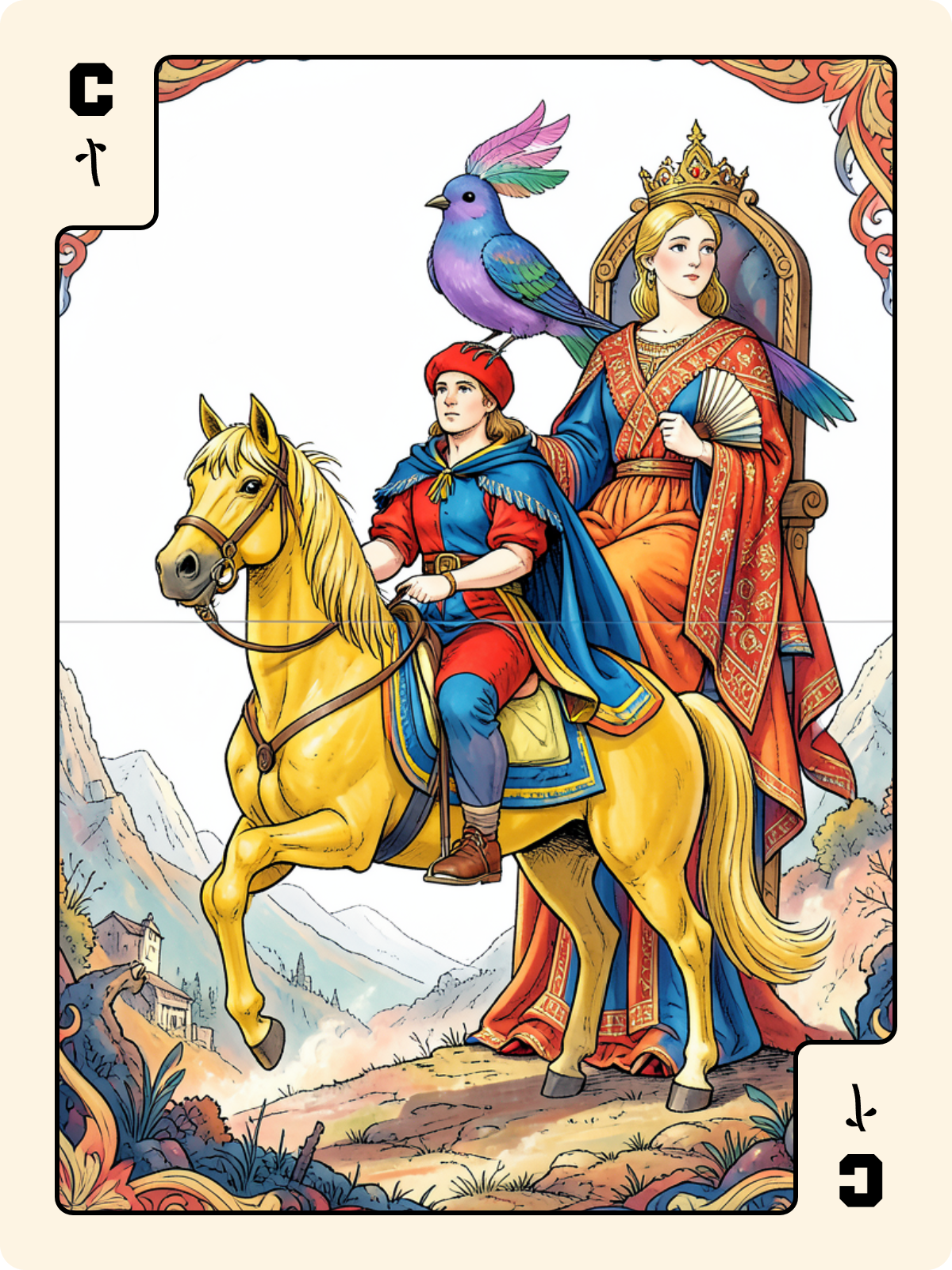 Dame de Trèfle + Cavalier de Bâton + Roi de Trèfle