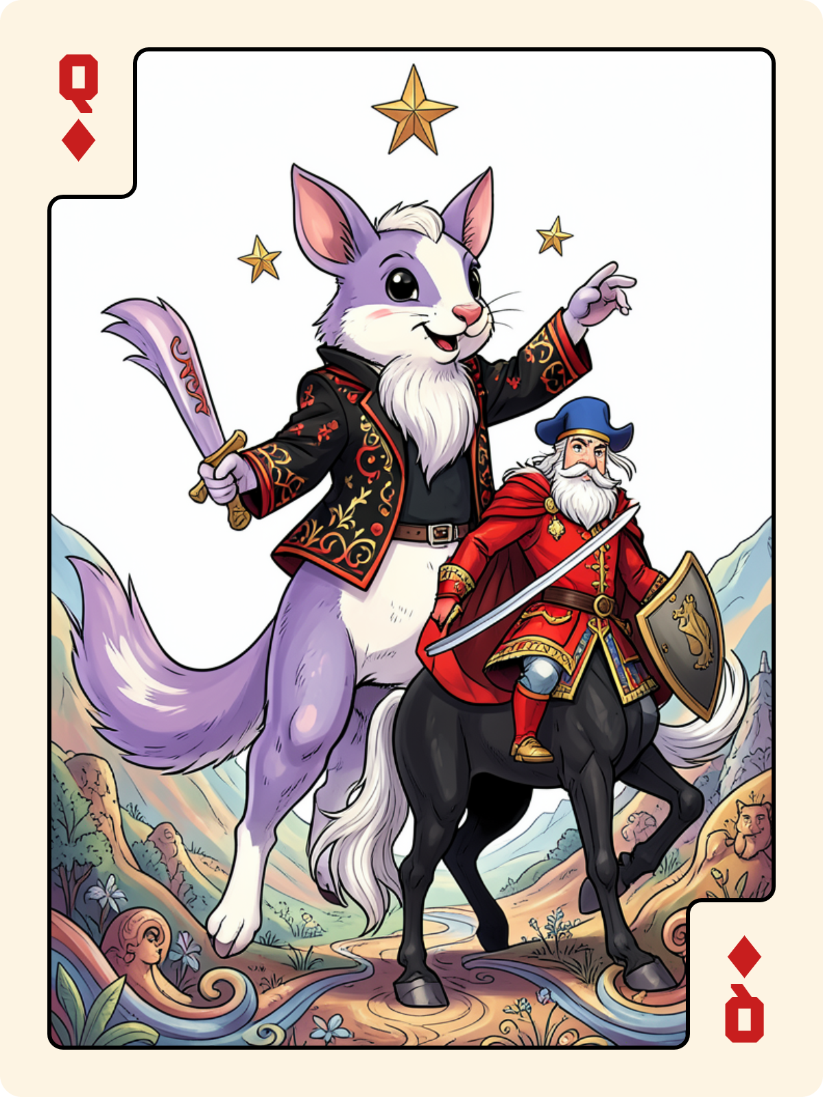 Roi de Pique + Dame de Carreau + Cavalier d'Épée