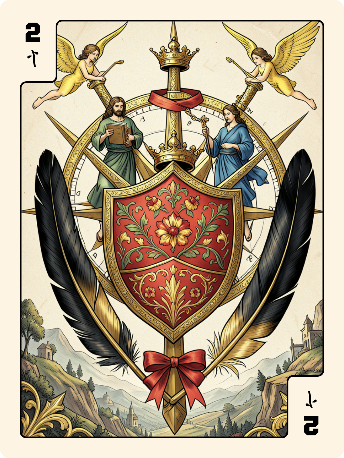 Arcane majeur 10 + 2 de Bâton + As d'Épée