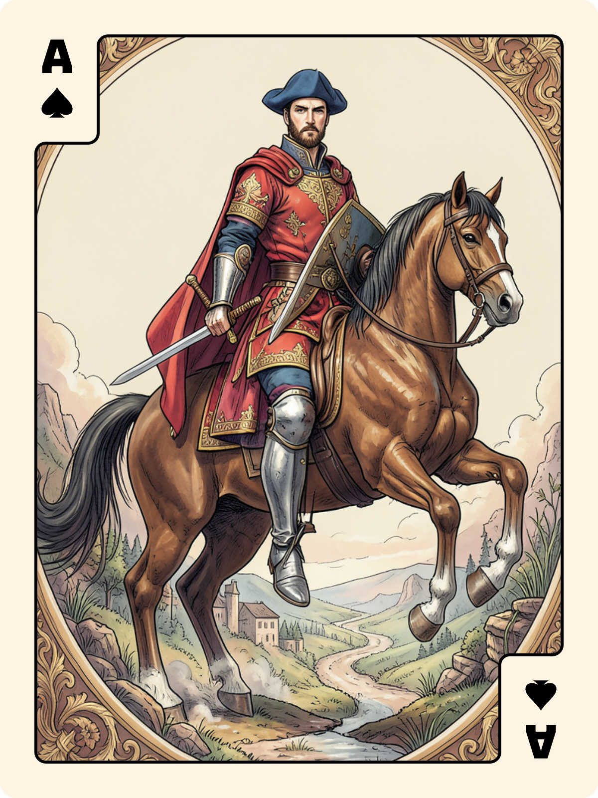 Valet de Pique + As de Pique + Cavalier de Bâton
