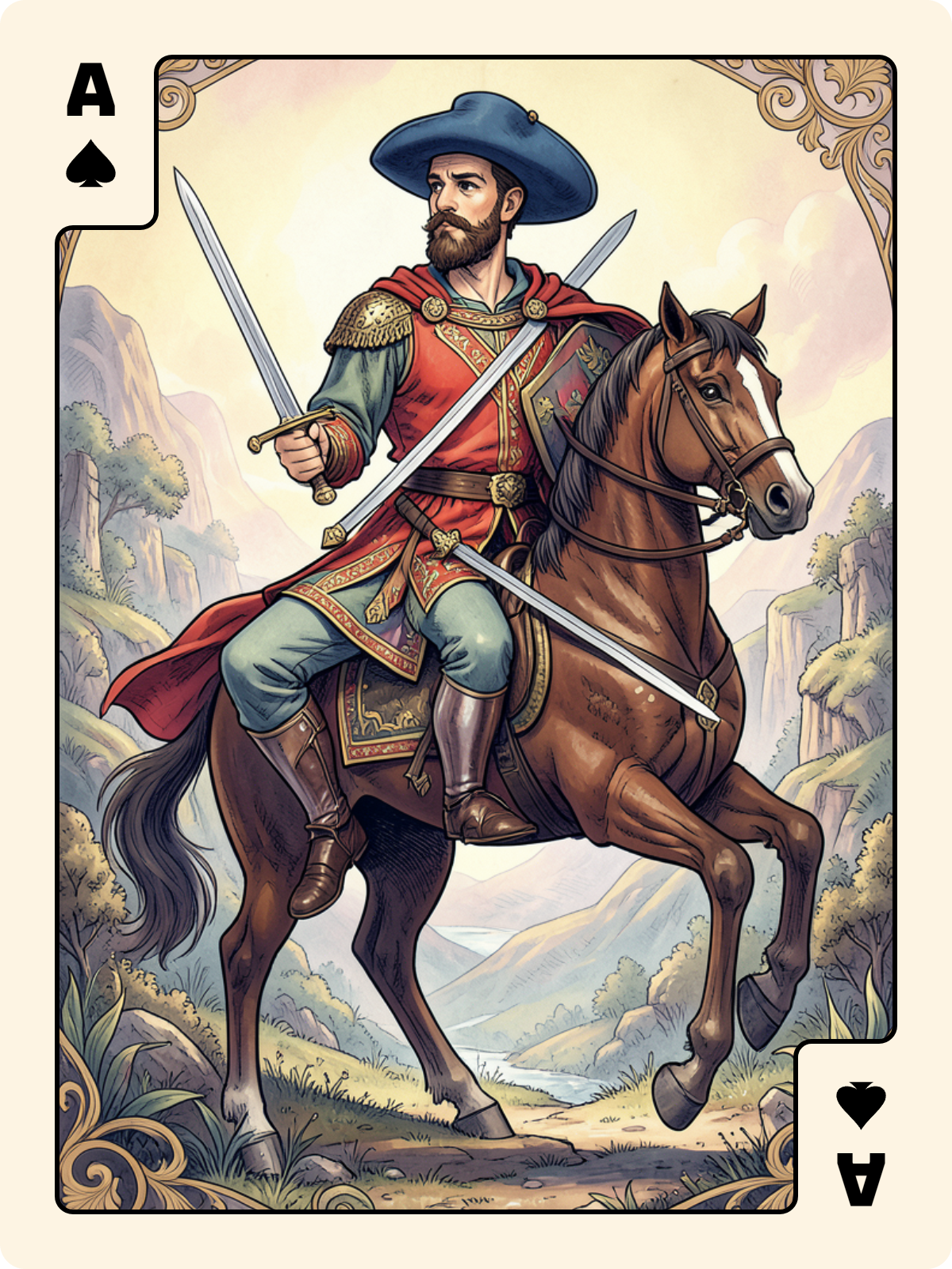 Valet de Pique + As de Pique + Cavalier de Bâton