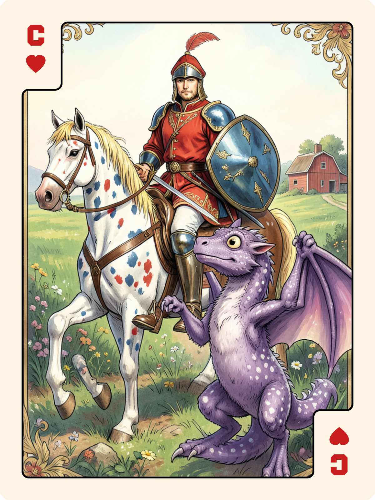 Cavalier de Bâton + Cavalier de Cœur + Valet de Cœur