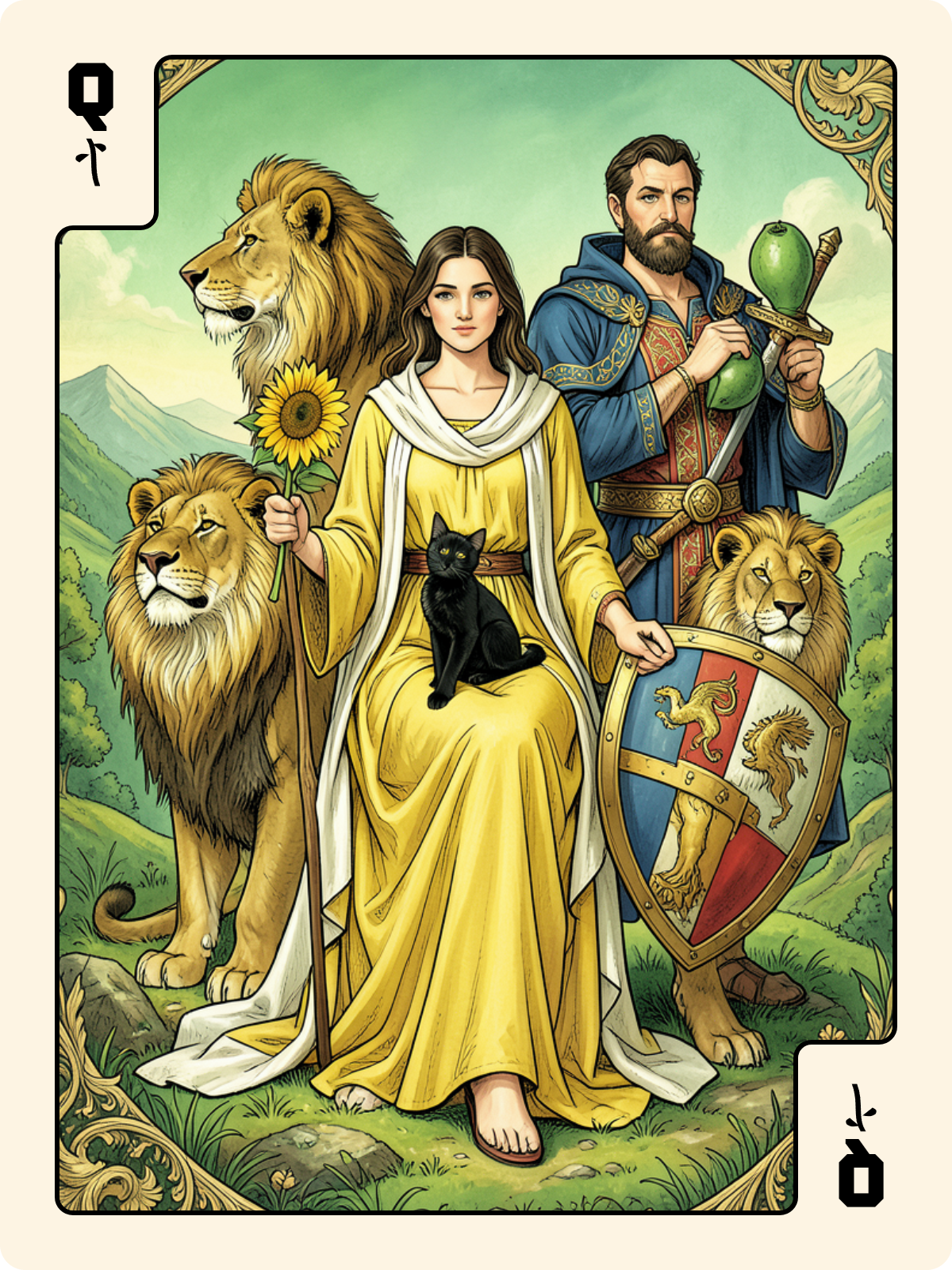 Roi de Bâton + Dame de Bâton + Atout 18