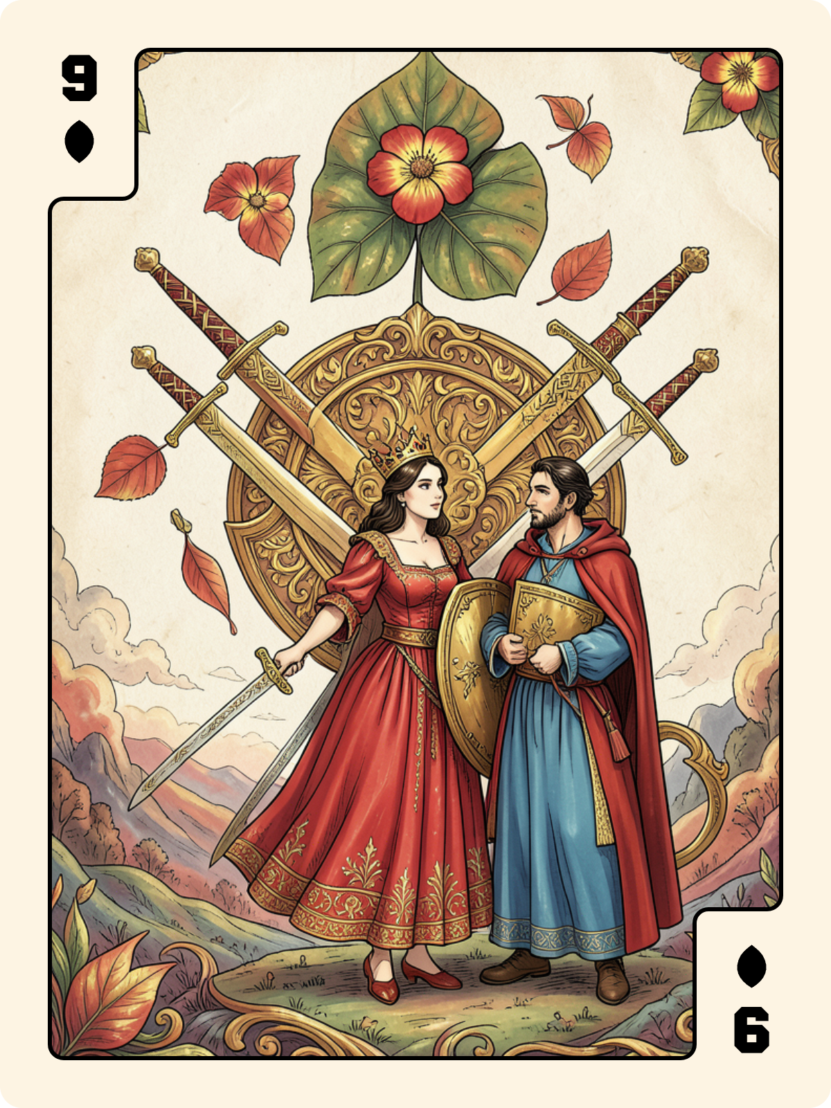 2 de Bâton + 9 de Feuille + Atout 3