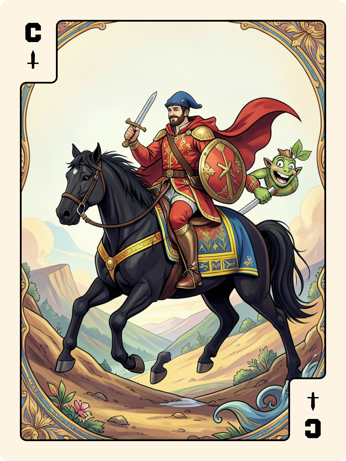 8 de Pique + Cavalier d'Épée + Roi de Bâton