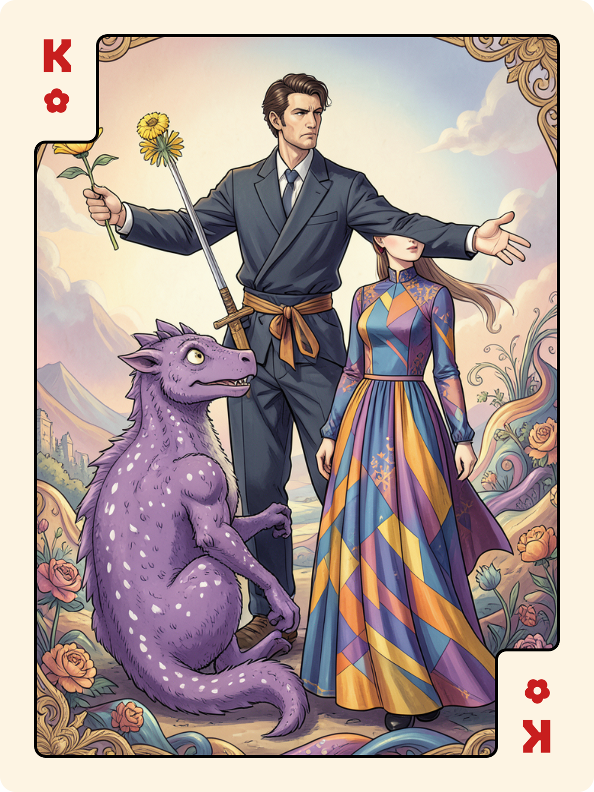 Valet de Cœur + Roi de Rose + Dame de Carreau