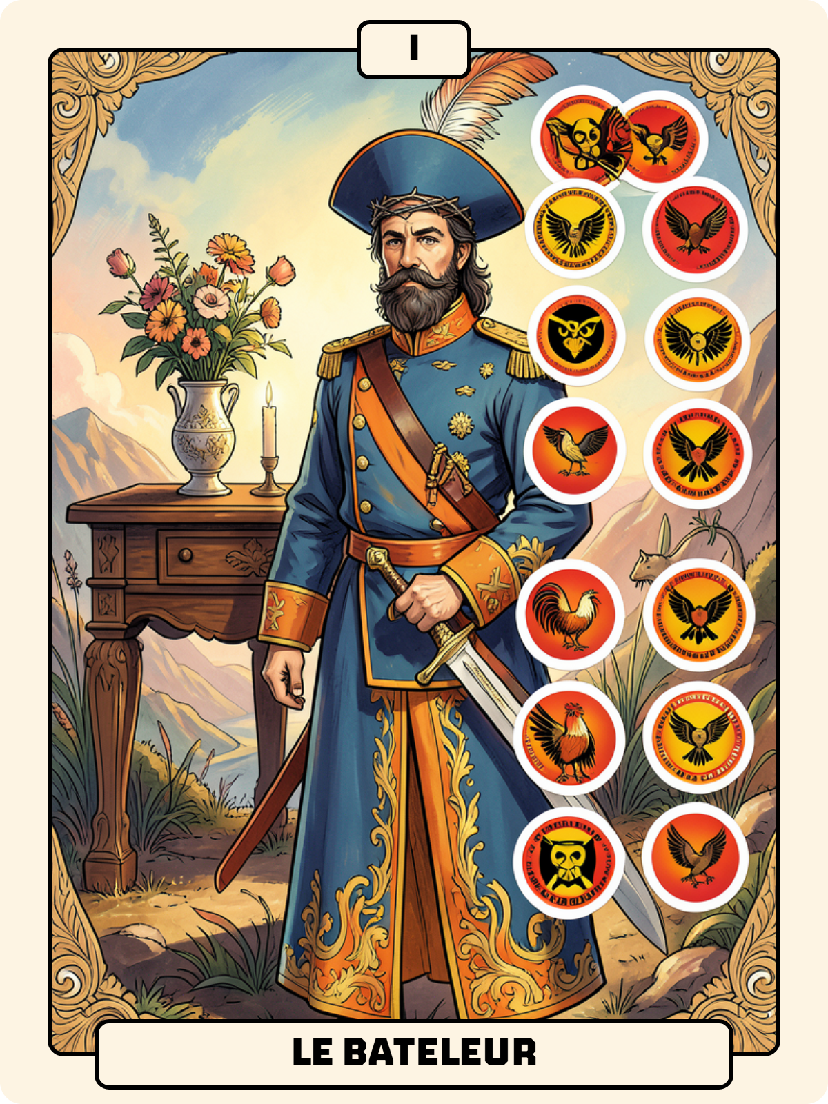 Égalité de Pique + Arcane majeur 1 + 7 de Denier
