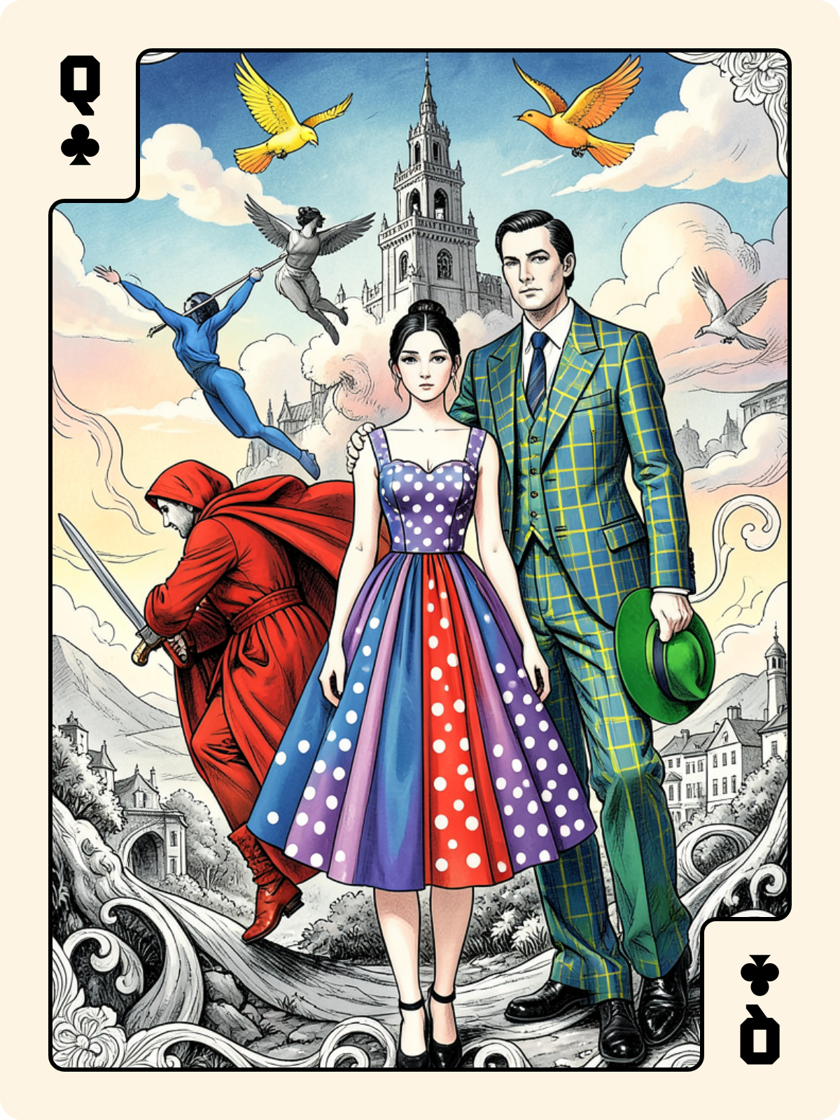 Roi de Gland + Dame de Trèfle + Arcane majeur 16
