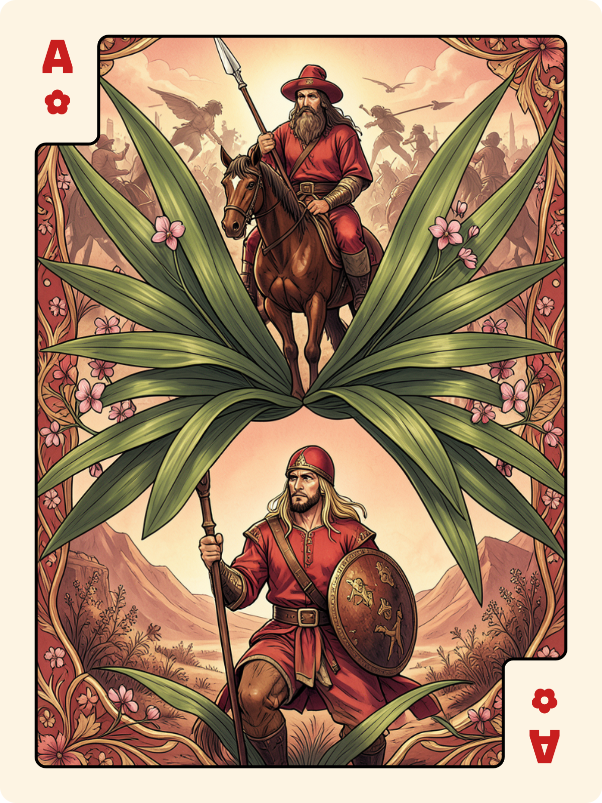 Cavalier de Carreau + As de Rose + Roi de Feuille