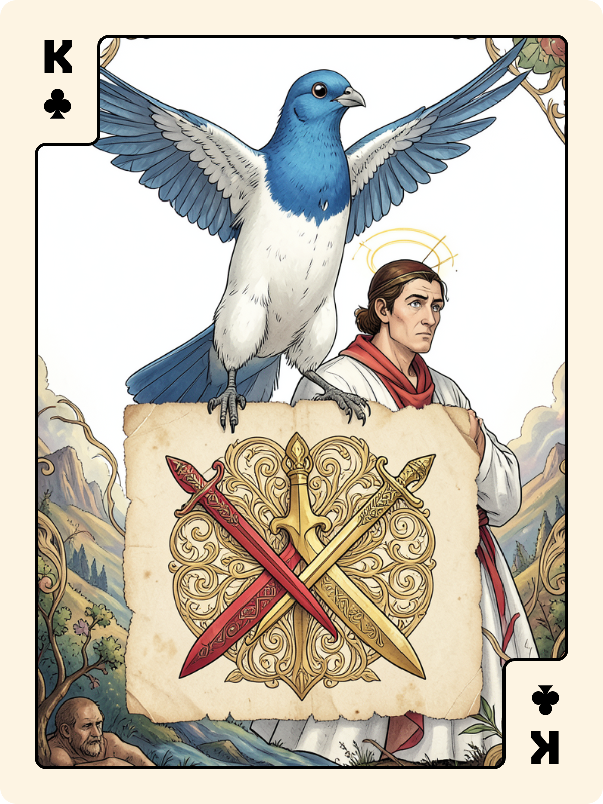 Arcane majeur 1 + Roi de Trèfle + 2 de Bâton