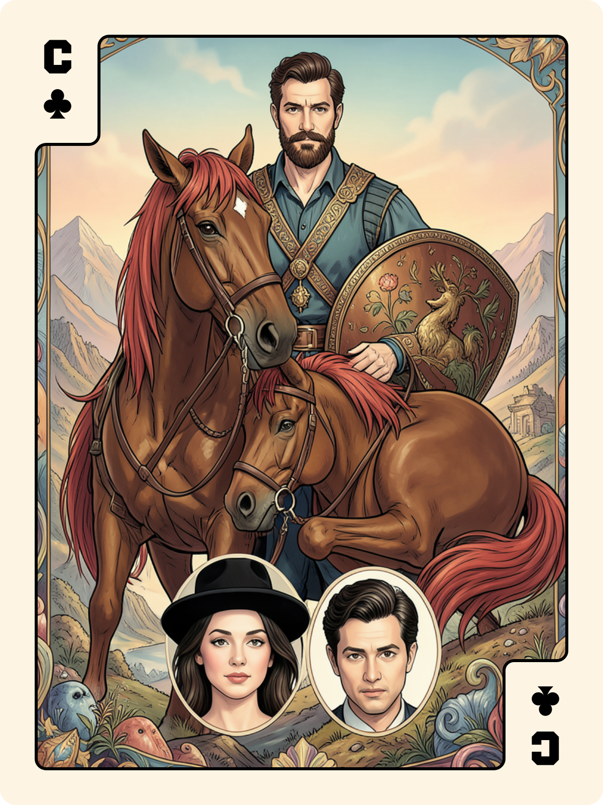 Cavalier de Cœur + Cavalier de Trèfle + 8 de Cœur