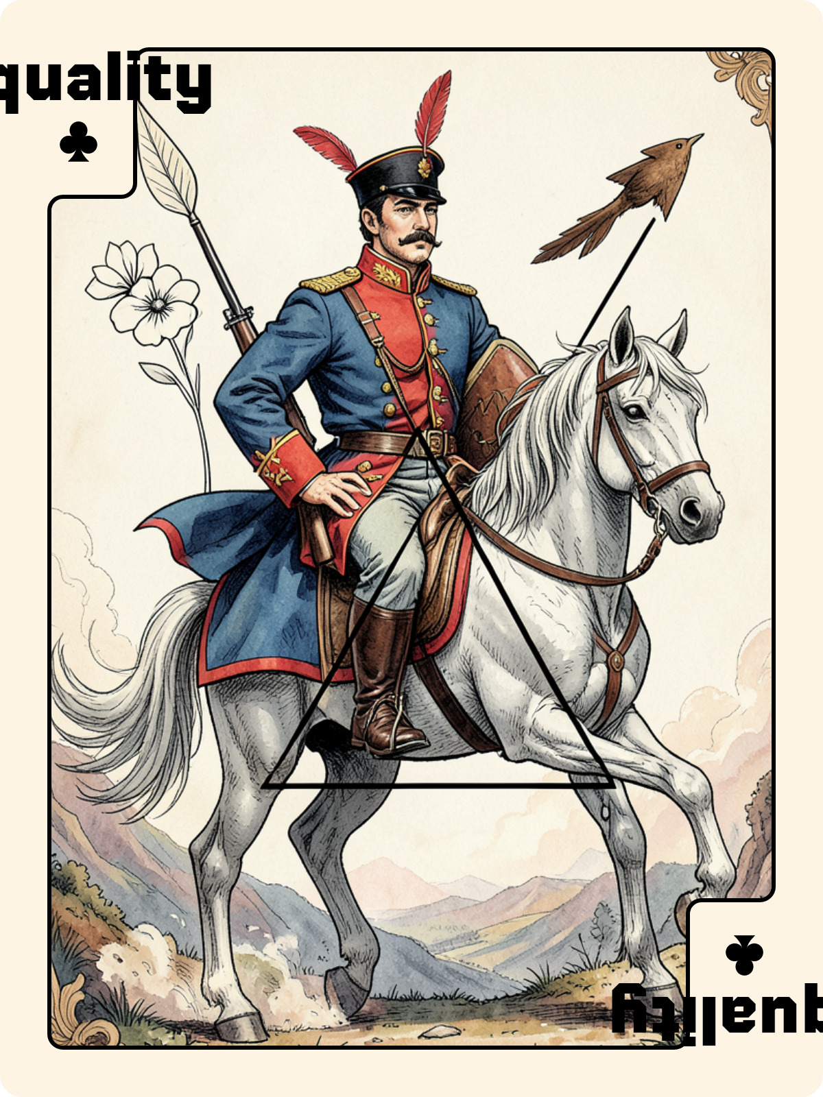 Cavalier de Pique + Égalité de Trèfle + As d'Épée