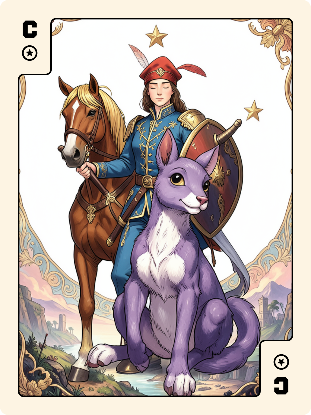 Dame de Carreau + Cavalier de Denier + 9 de Cœur