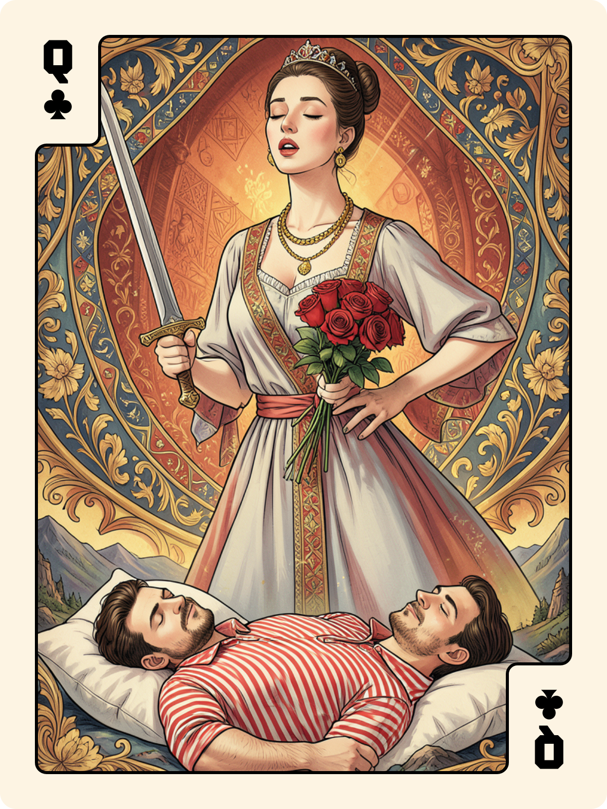 Dame de Trèfle + Dame de Trèfle + Dame de Pique