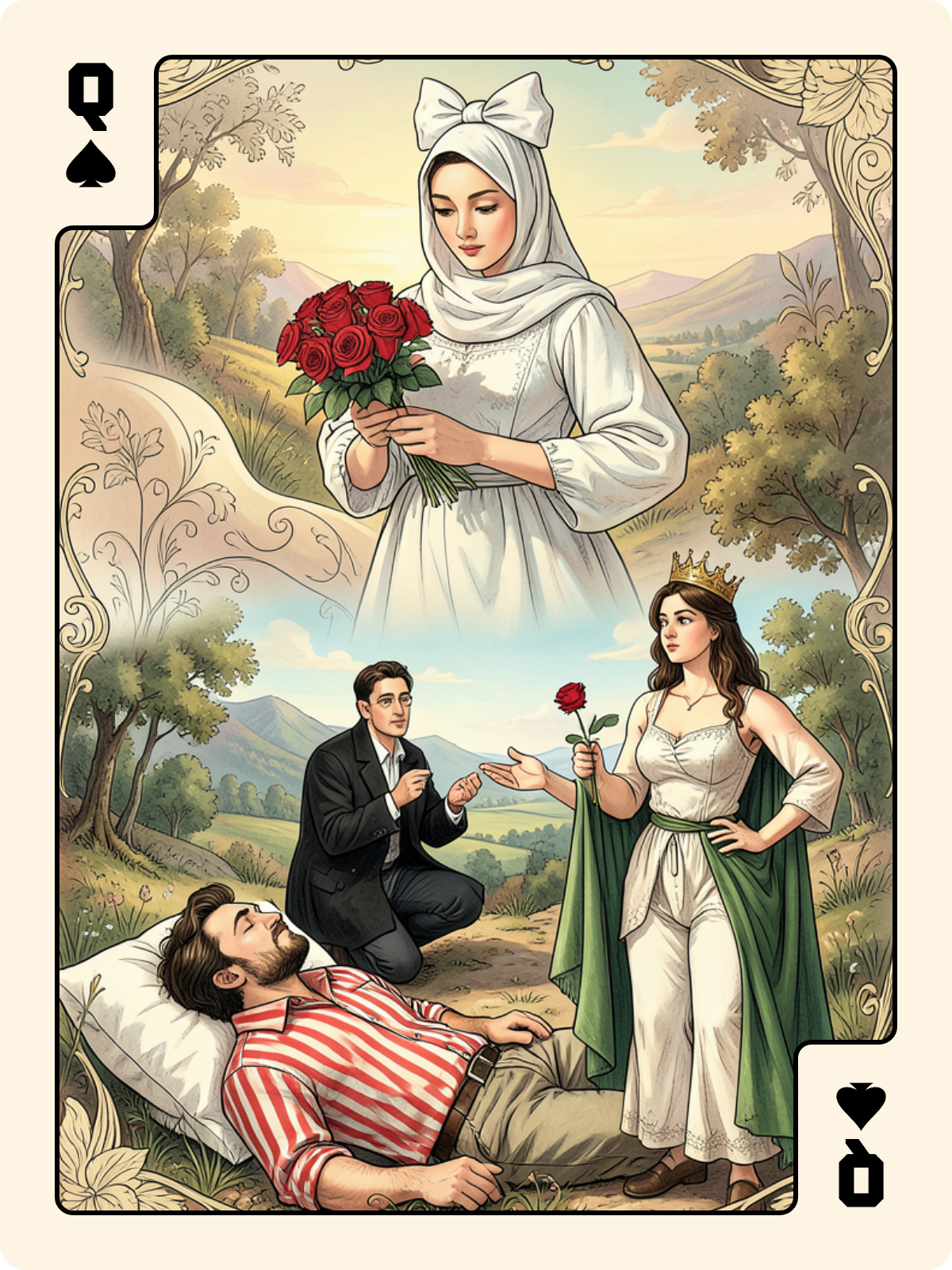 Atout 20 + Dame de Pique + Dame de Cœur