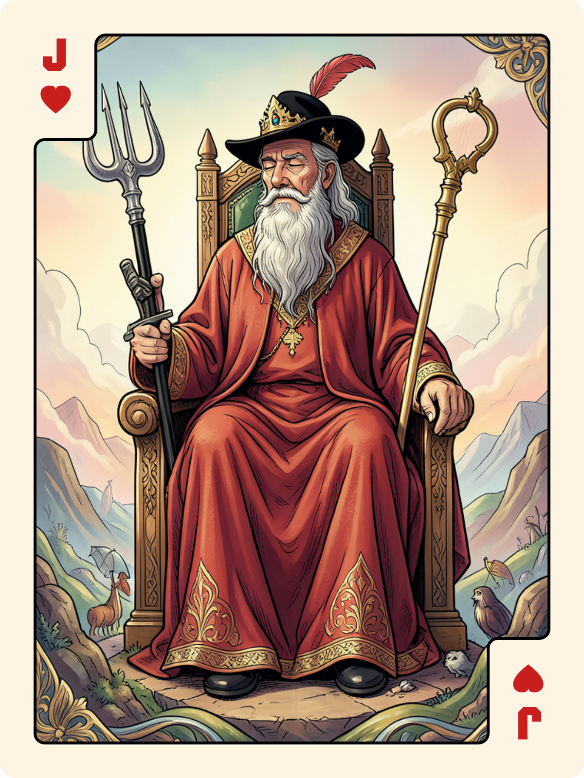 Arcane majeur 4 + Valet de Cœur + As de Bouclier