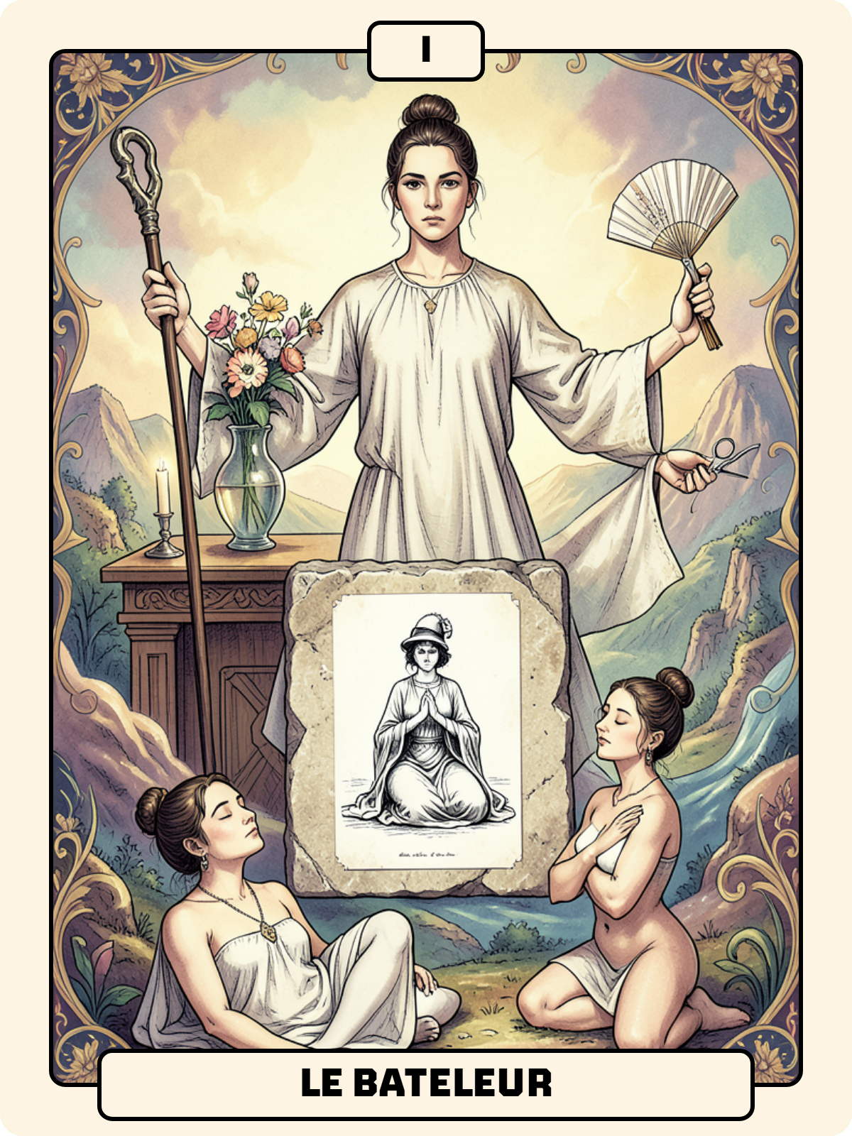 Dame de Trèfle + Arcane majeur 1 + Unter de Gland