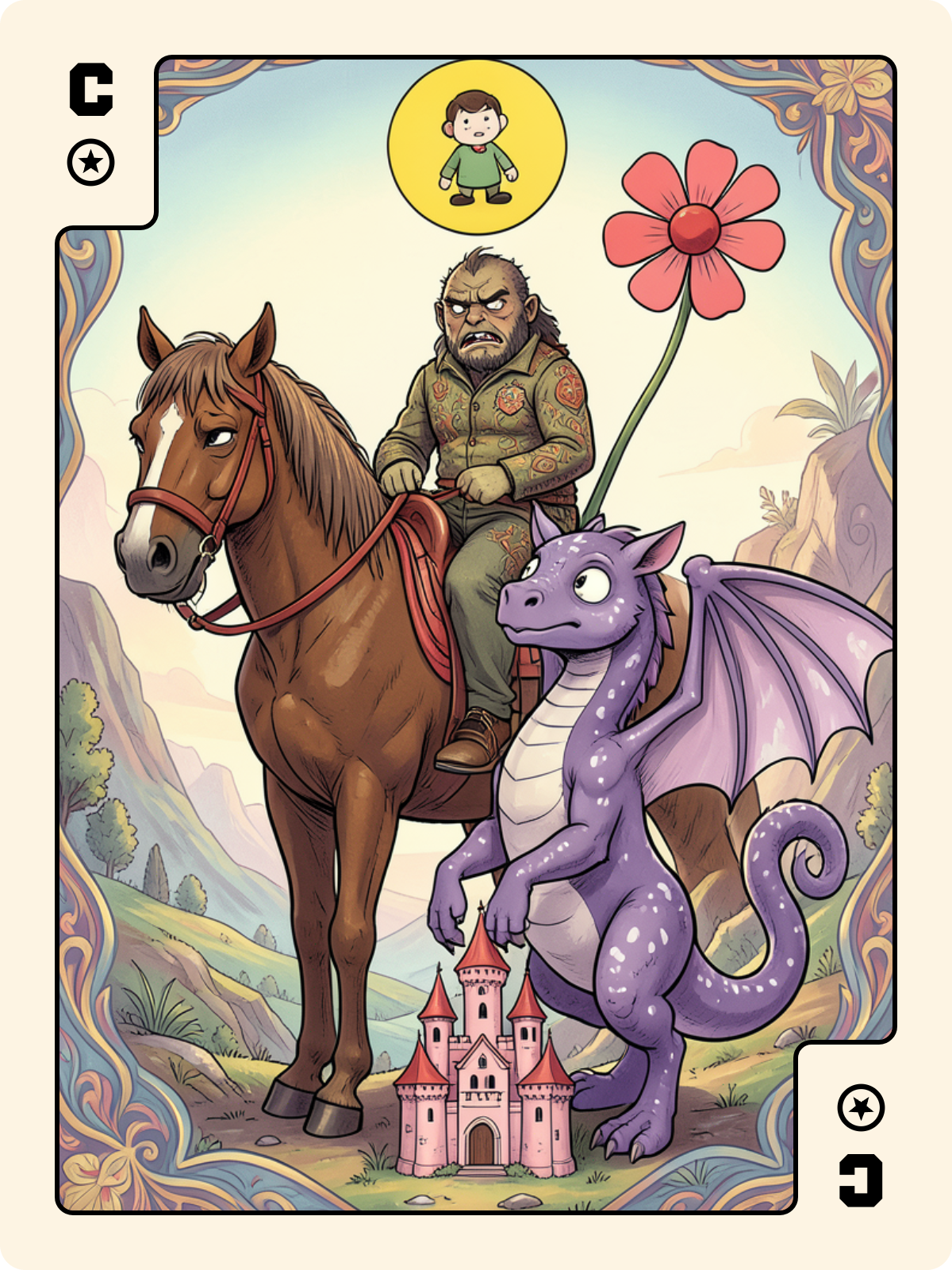 9 de Rose + Cavalier de Denier + Valet de Cœur