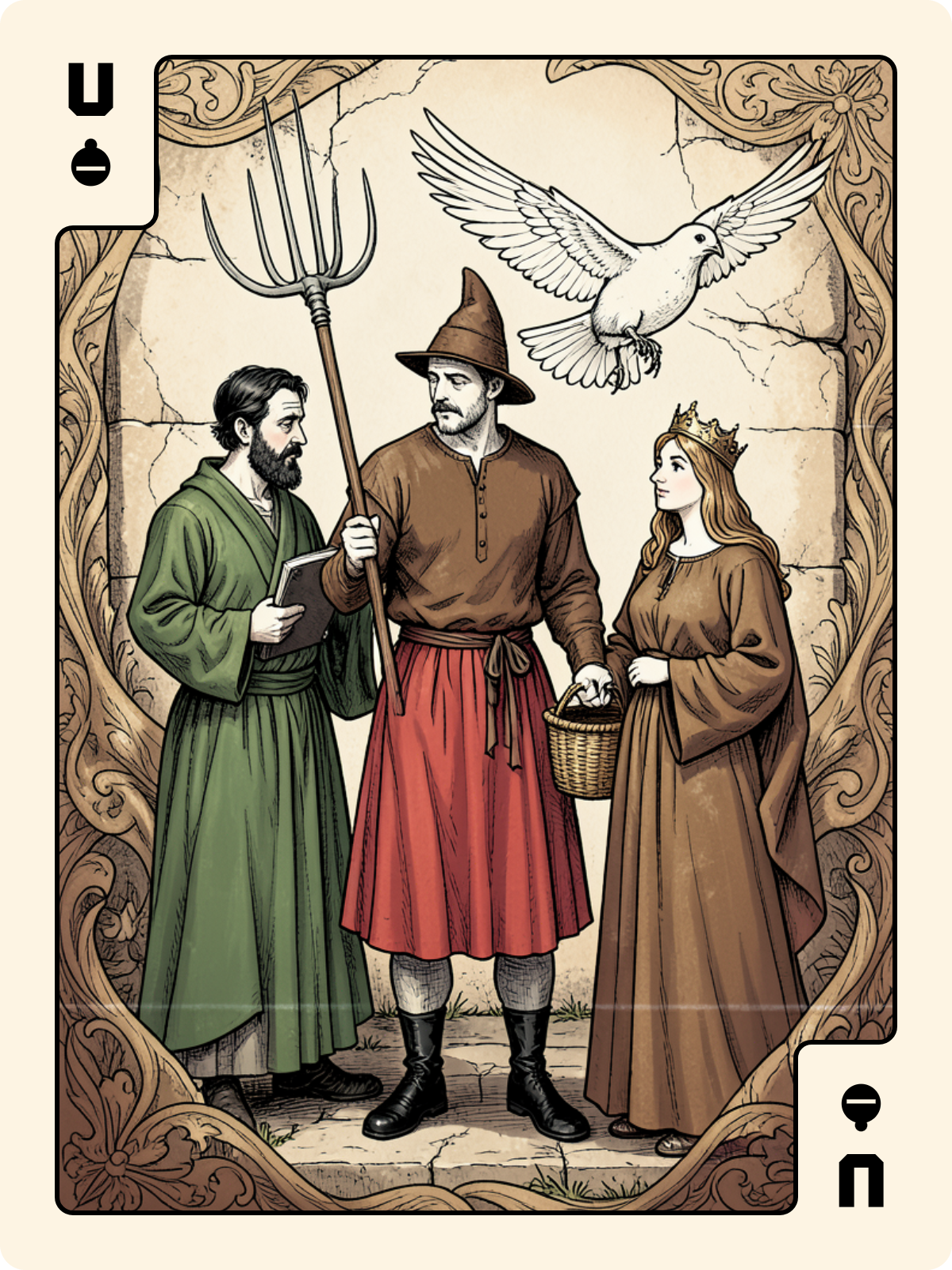 4 de Bâton + Unter de Grelot + Roi de Rose