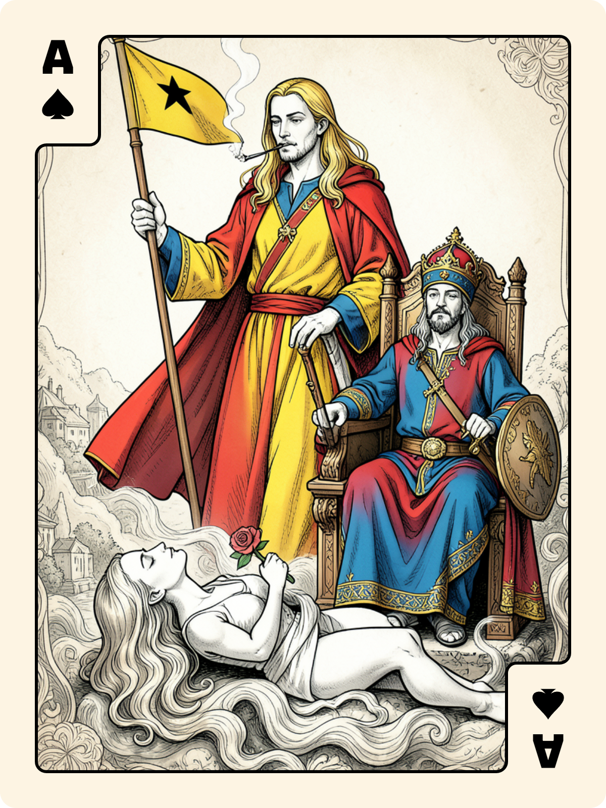 Ober de Bouclier + As de Pique + Roi d'Épée
