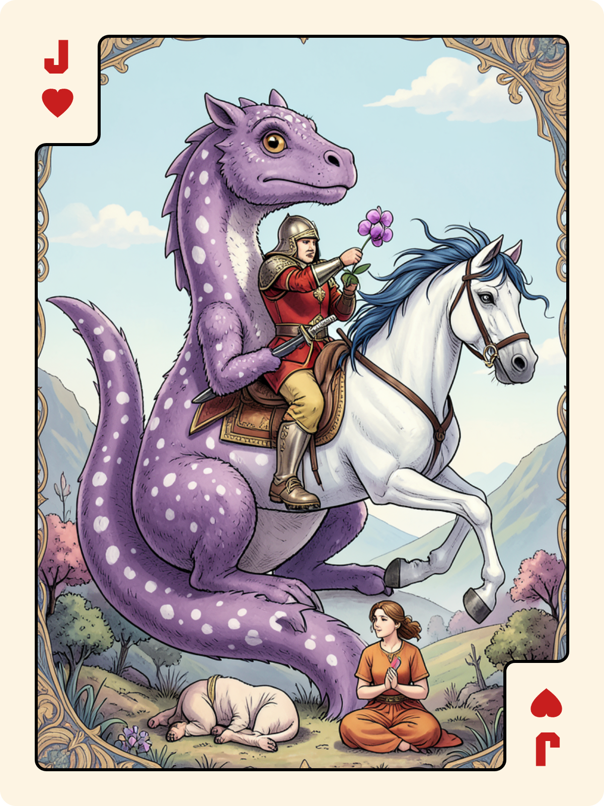 Cavalier de Carreau + Valet de Cœur + Unter de Rose