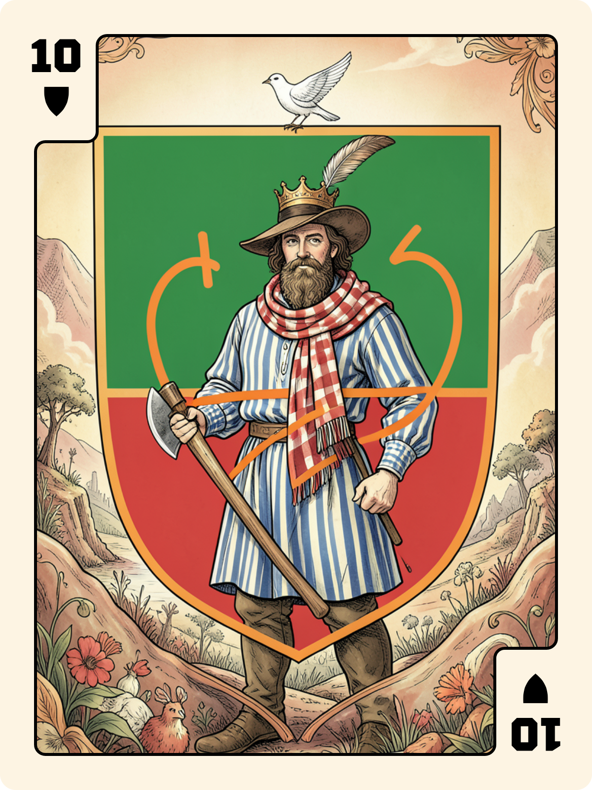 Roi de Carreau + 10 de Bouclier + As de Pique